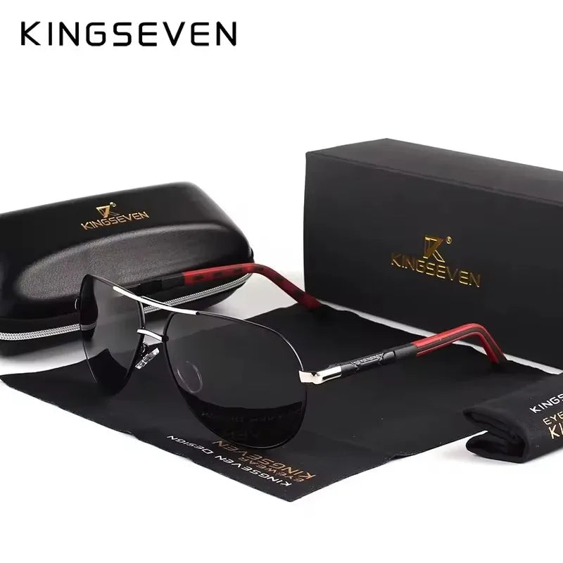 KINGSEVEN Brand Classic Pilot Men Sunglasses Polarized UV400 Lens Luxury Retro Driving Glasses Women Large Frame Causal Eyewear