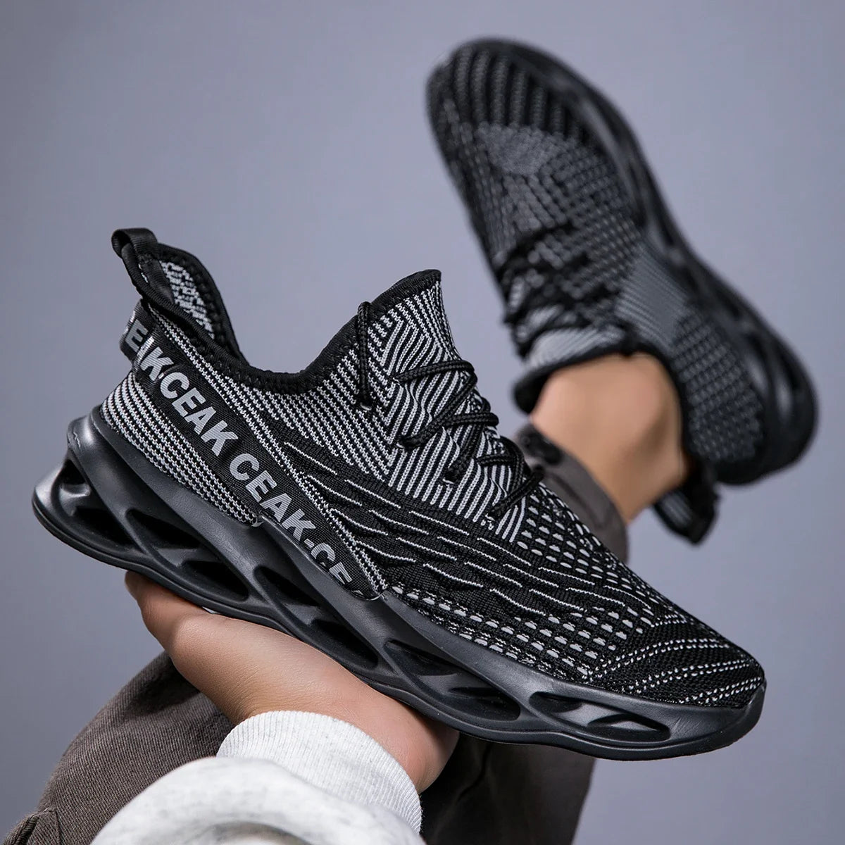 YRZL Sneakers Men Mesh Breathable Running Sport Shoes Man Light Soft Thick Sole Hole Mens Shoes Athletic Sneakers for Men