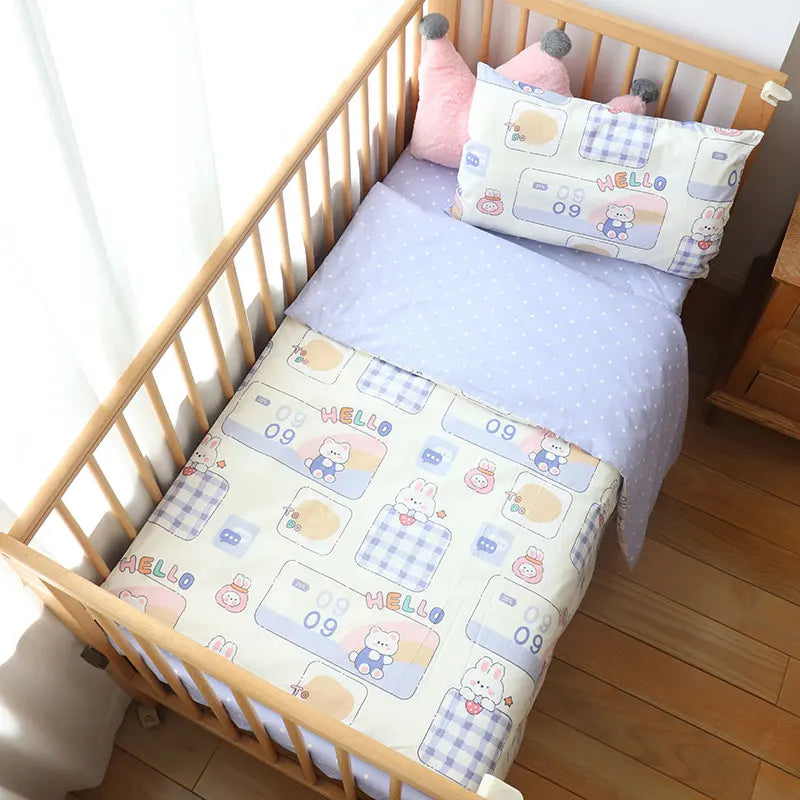 3Pcs Baby Bedding Set For Newborns Star Pattern Kid Bed Linen For Boy Pure Cotton Woven Crib Bedding Duvet Cover Pillocase Sheet