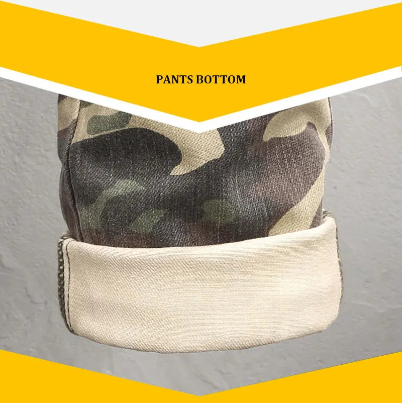 Fashion Vintage Men Jeans Camo Trousers Elastic Slim Fit Hip Hop Jeans Men Spliced Designer Casual Denim Pants