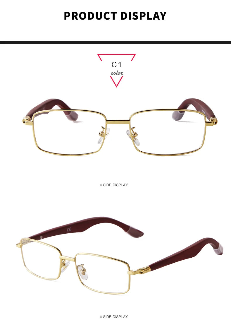 Luxury Brown Rimless Rectangle Men Sunglasses Clear Lens Wood Square Sun Glasses Spectacle Plain Frameless Women Eyewear Shades