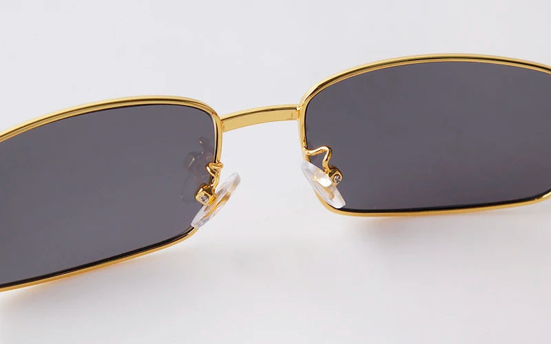Luxury Brown Rimless Rectangle Men Sunglasses Clear Lens Wood Square Sun Glasses Spectacle Plain Frameless Women Eyewear Shades