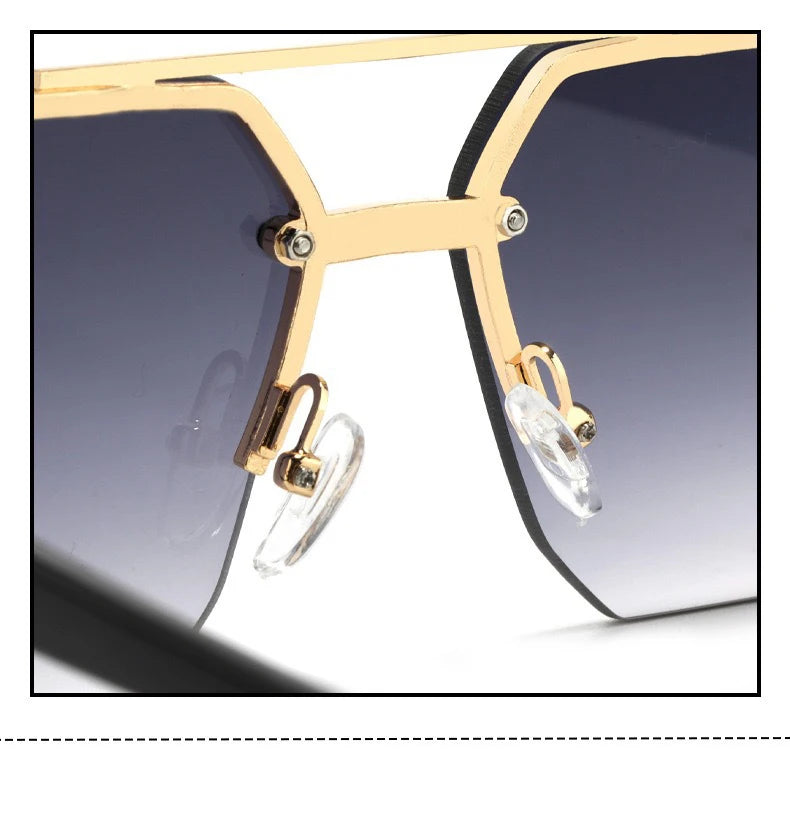 Oversize Retro Double Bridges Polygon Square Metal Men Sunglasses Fashion Gradient Shades UV400 Trending Women Sun Glasses