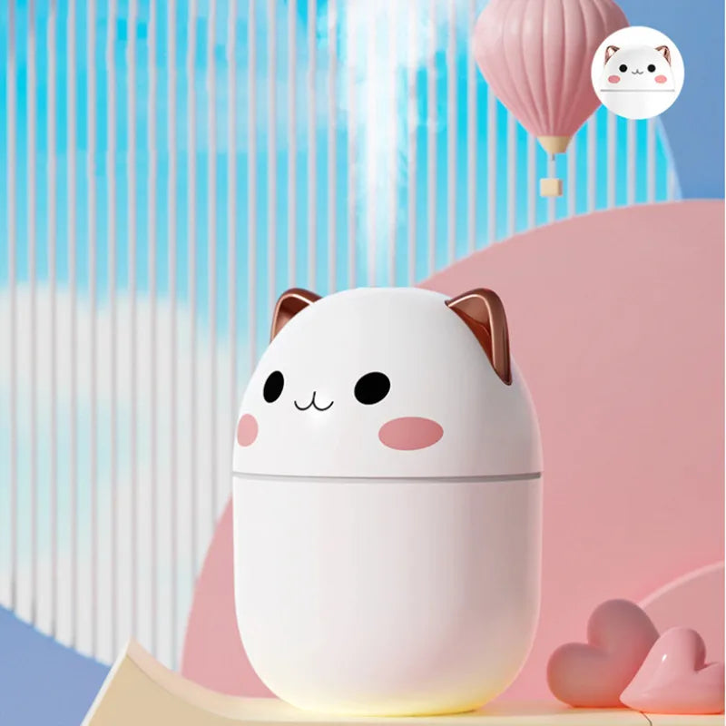 Hot Sale 250ml Cute Cat Air Humidifier Diffuser USB Mist Maker Mini Humidificador with Night Light