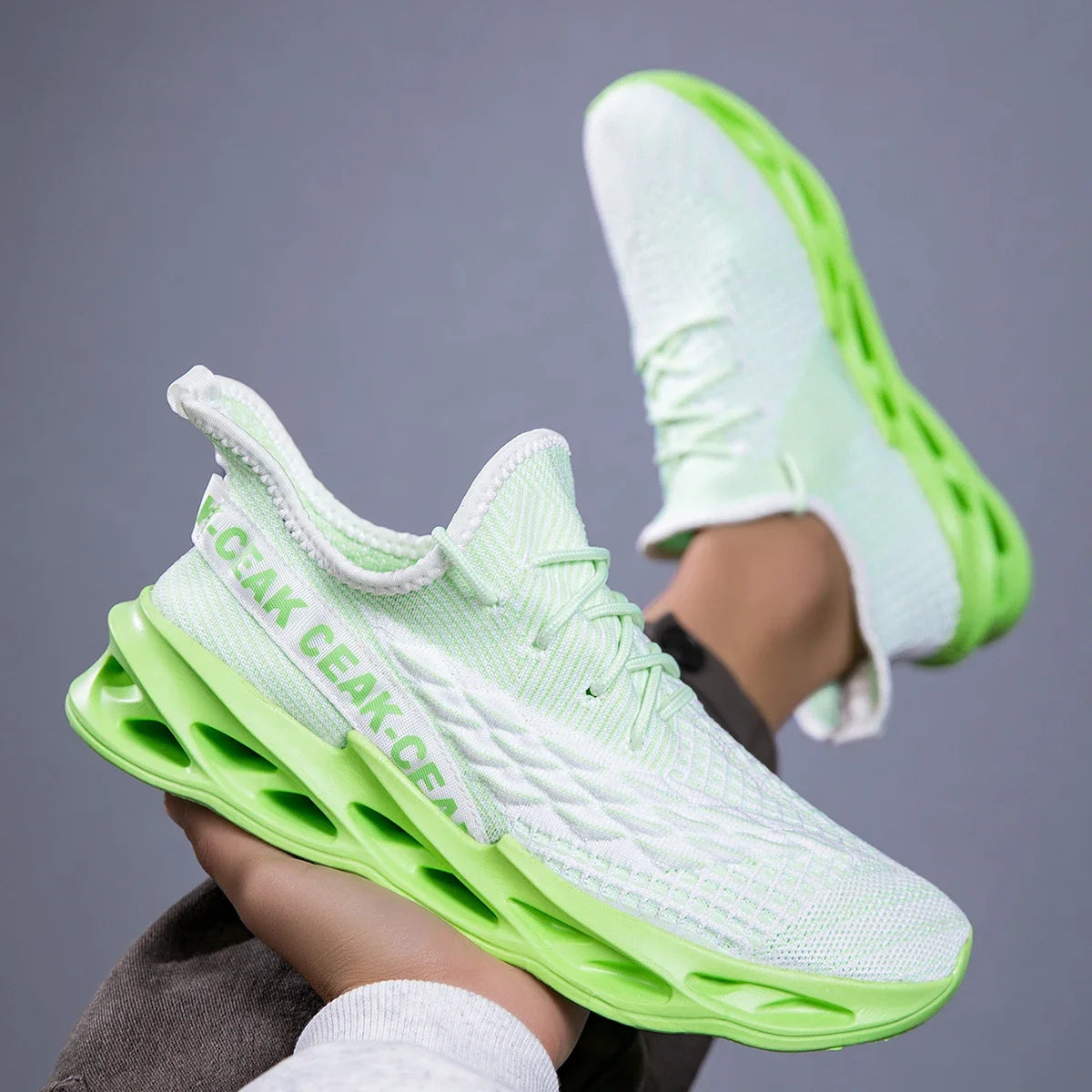 YRZL Sneakers Men Mesh Breathable Running Sport Shoes Man Light Soft Thick Sole Hole Mens Shoes Athletic Sneakers for Men