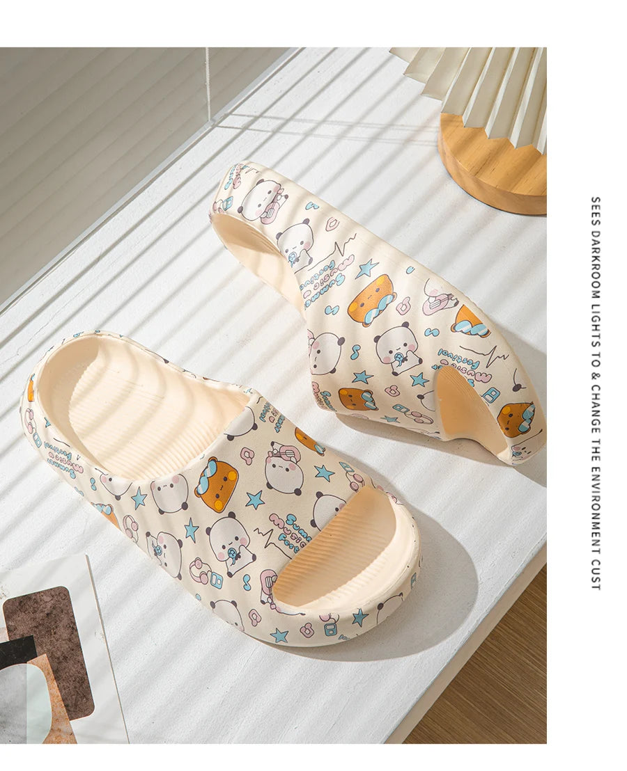 Kawaii Bubu Dudu Bear Slippers Summer Home Bathroom Anti-skid Bottom Outdoor Soft Shoes Cartoon Sandal Girl Gift Anime Figure