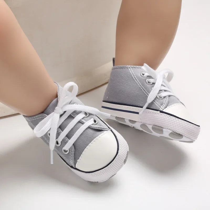 New Baby Canvas Sneaker For Newborn Sport Shoes For Baby Boys Girls Infant Toddler Soft Bottom Anti-slip First Walkers 0-18 M