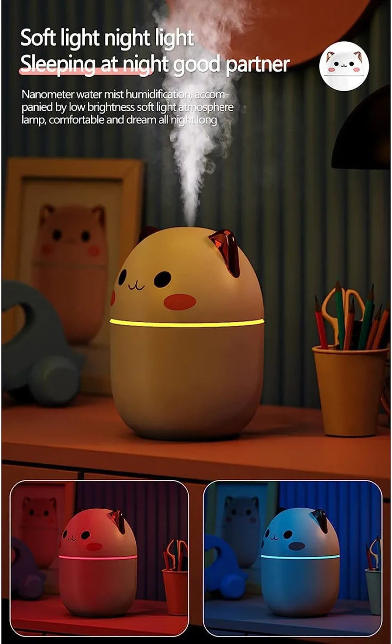 Hot Sale 250ml Cute Cat Air Humidifier Diffuser USB Mist Maker Mini Humidificador with Night Light