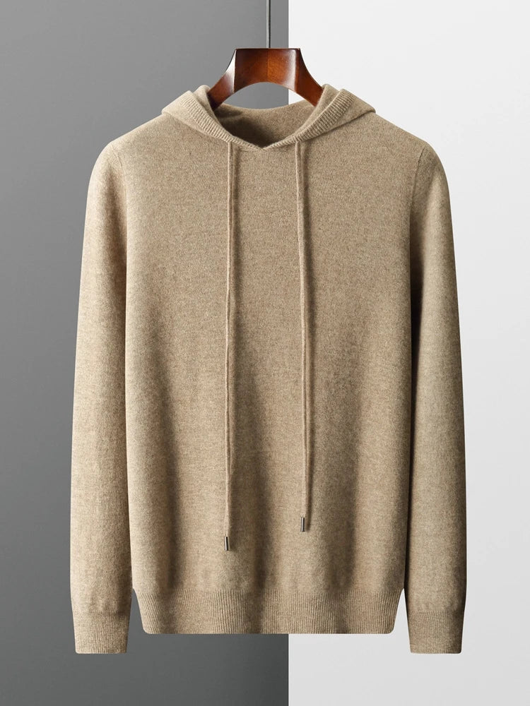 High Quality Men's Hoodies Spring Autumn Pullover Sweater Smart Casual 100% Merino Wool Knitwear Comfort Korean Popular Clothes