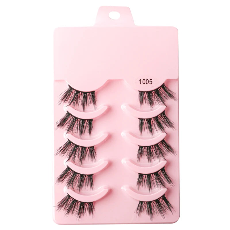 Hot Sale 3/5/6 Pairs 3D Mink Lashes Natural Long Cat Half Eyelashes Wispy Fluffy Manga Lashes Makeup Tools Faux Cils maquillaje