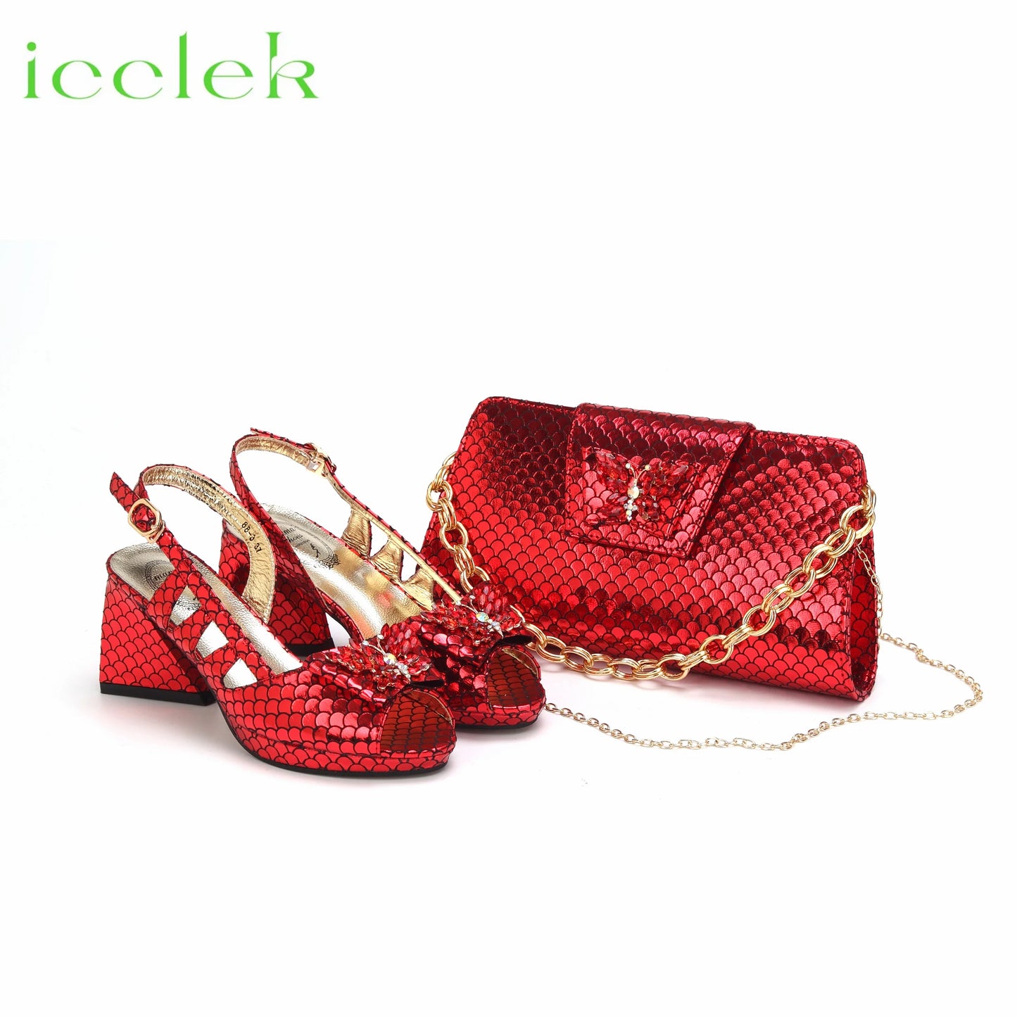 Royal Blue 2024 New Fashionable Summer Hollow Pattern Design Comfortble Heesl Sandal with Bag Set For Wpmen Party