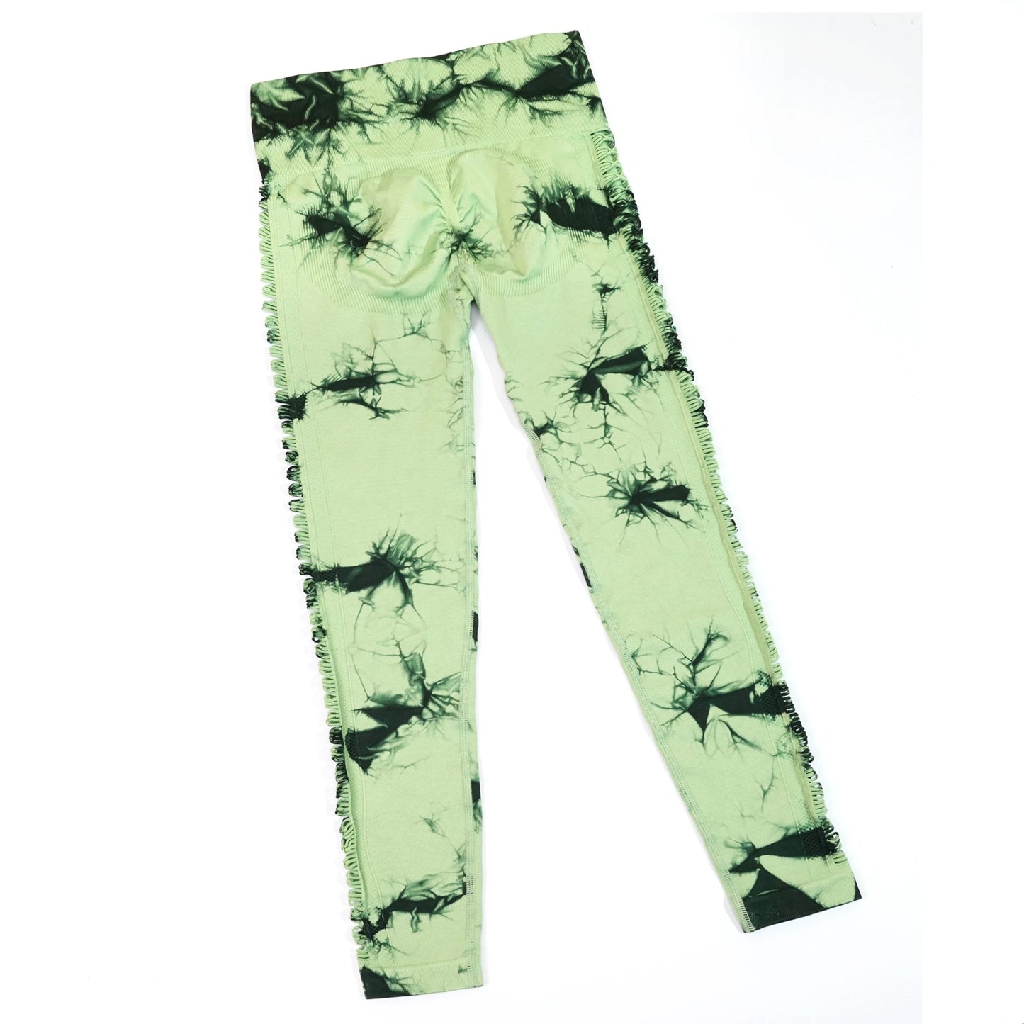 Cycling Sport Leggings Side mesh design yoga Pants Butt Lifting Tie dye Tights High Waist no awkward lines Slim Fitness pants