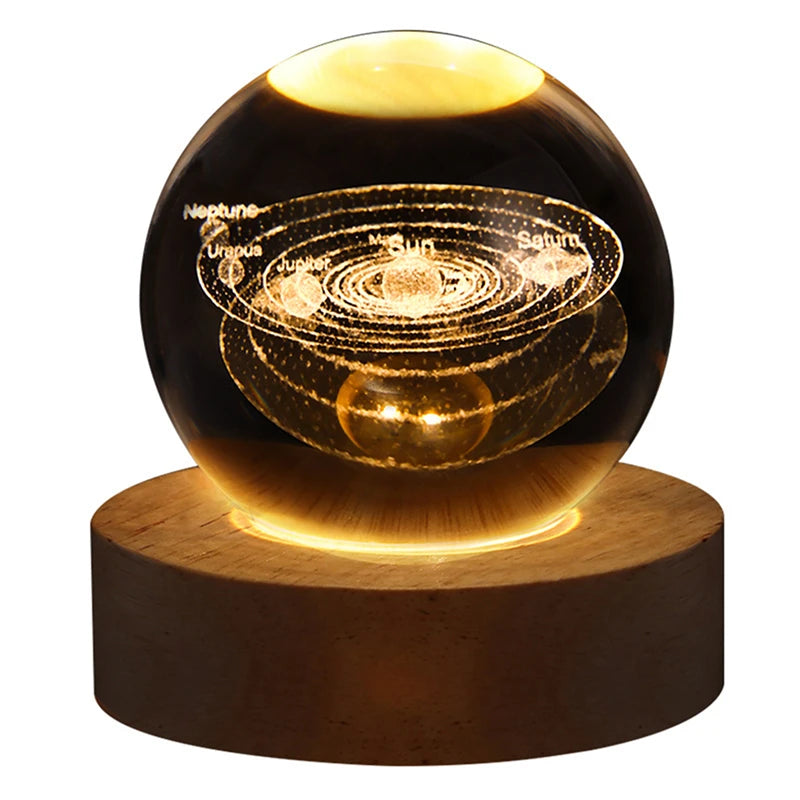 LED Night Light Milky Way Galaxy Solar System Crystal Ball Children Night Lamp Bedroom Ambient Light Creative Gift Night Light