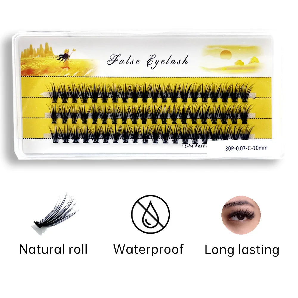 New 20D L-type Cluster Eyelash Natural Eyelashes Extension 1box/60 Bundle 3D Russian Indiviual Lashes DIY Makeup Tools Wholesale