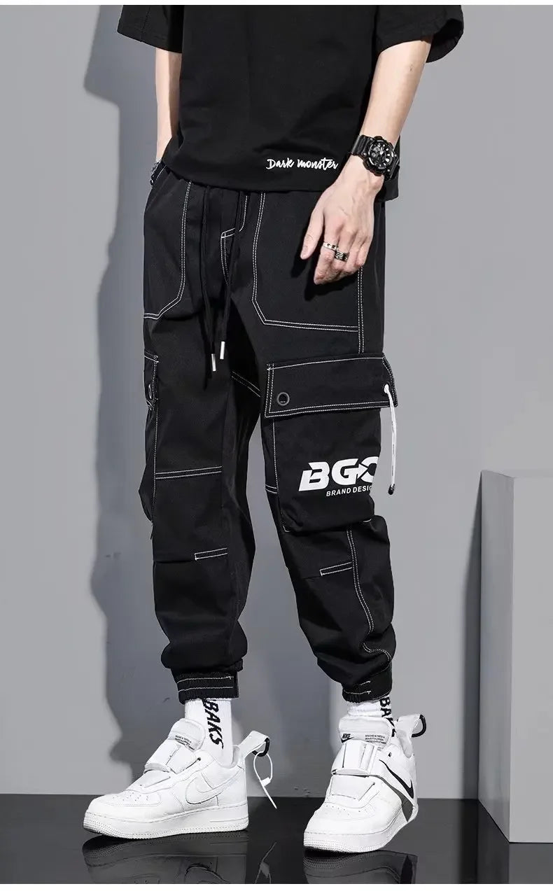 Spring Summer Korean Style Trendy Casual Men's Pants Loose Fit Work Trousers Versatile Pocket Long Leg Pants