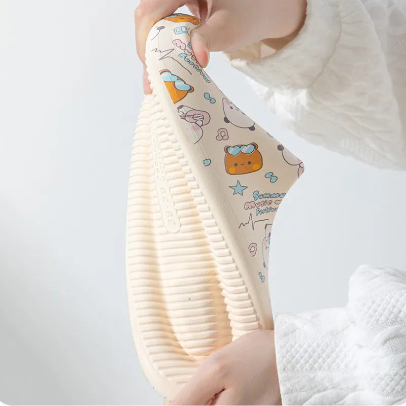 Kawaii Bubu Dudu Bear Slippers Summer Home Bathroom Anti-skid Bottom Outdoor Soft Shoes Cartoon Sandal Girl Gift Anime Figure