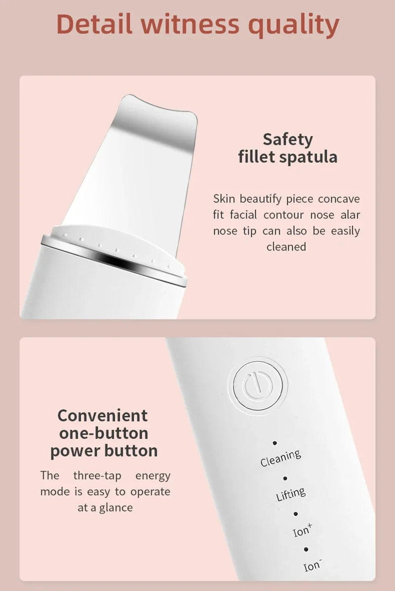 Ultrasonic Skin Care Spatula Vibration Blackhead Remover Cavitation Shovel Facial Exfoliation Skin Care Tools