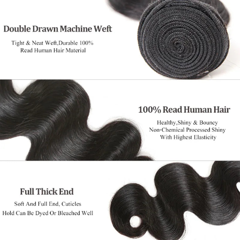 Human Hair Bundles for Women Addbeauty Body Wave Unproccessed Raw Virgin Human Hair Weft Natural Color Double Drawn Hair Weave