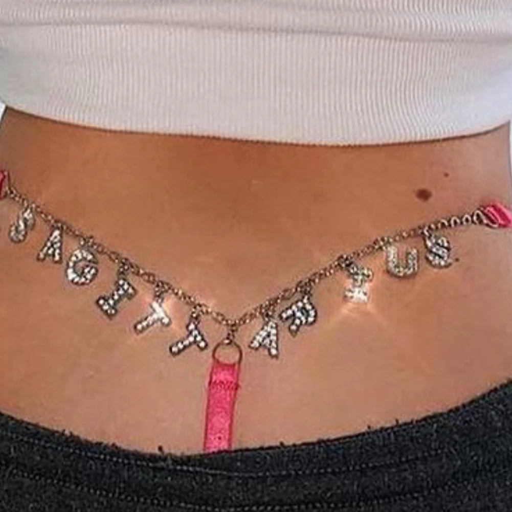 Colorful Customized Thong A-Z Letter Name Waist Body Chain For Women Sexy Underwear Bikini Panties DIY Body Jewelry Dropshipping
