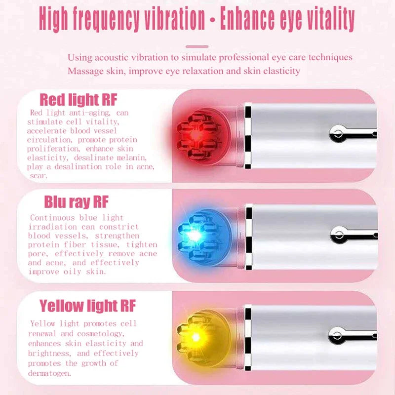 Electric Facial Eye Massager Pen Vibration Double Head EMS Rejuvenation Eye Machine LED Photon Skin Rejuvenation Anti-wrinkle