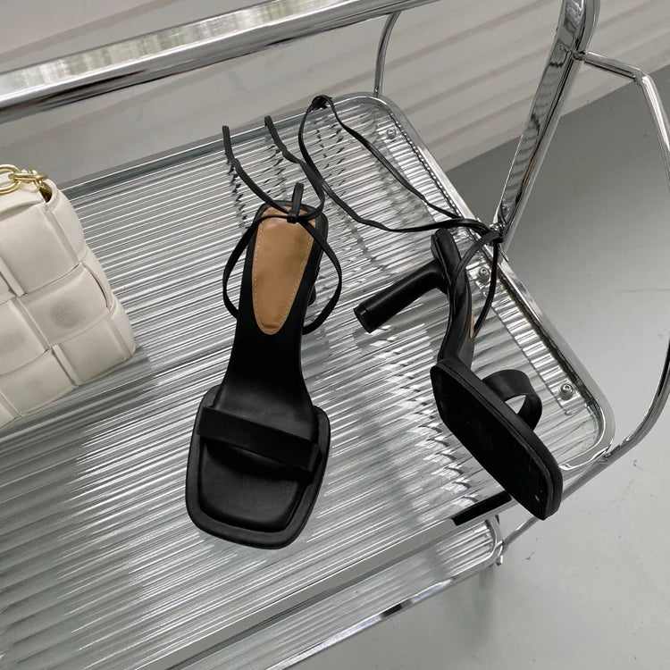 Eilyken 2025 Summer New Brand Ankle Strap Sandal Women Thin High Heel Lace-Up Dress Pumps Shoes Outdoor Gladiator Sandals