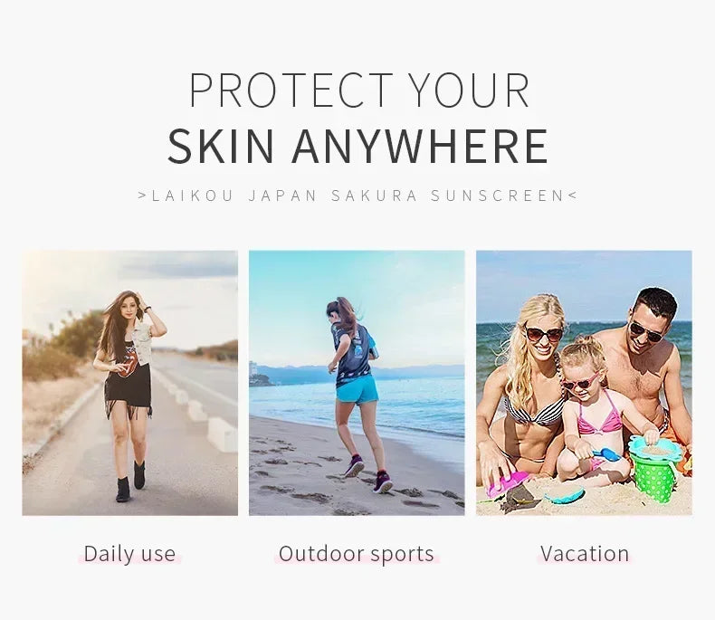 LAIKOU SPF 50 PA+++ Sakura Sunscreen For Face Body Neck Solar Blocker Long-Lasting Sun Block Facial Sunscreen Sun Cream 50g