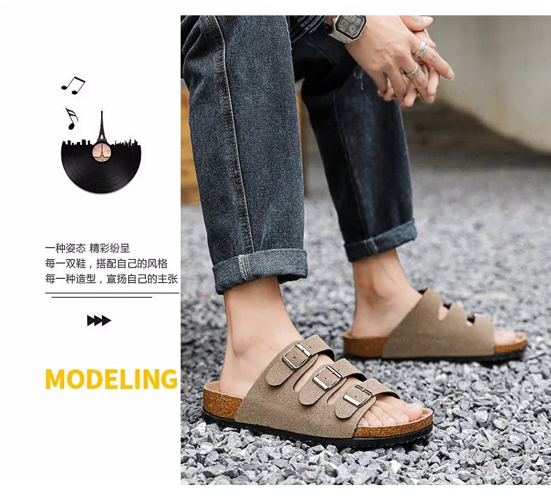 Men's Summer Sandals for Men 2024 Adult Leather Men's Sandal Man Beach Sandals Original Brands Shoes Trend Trending Comfortable