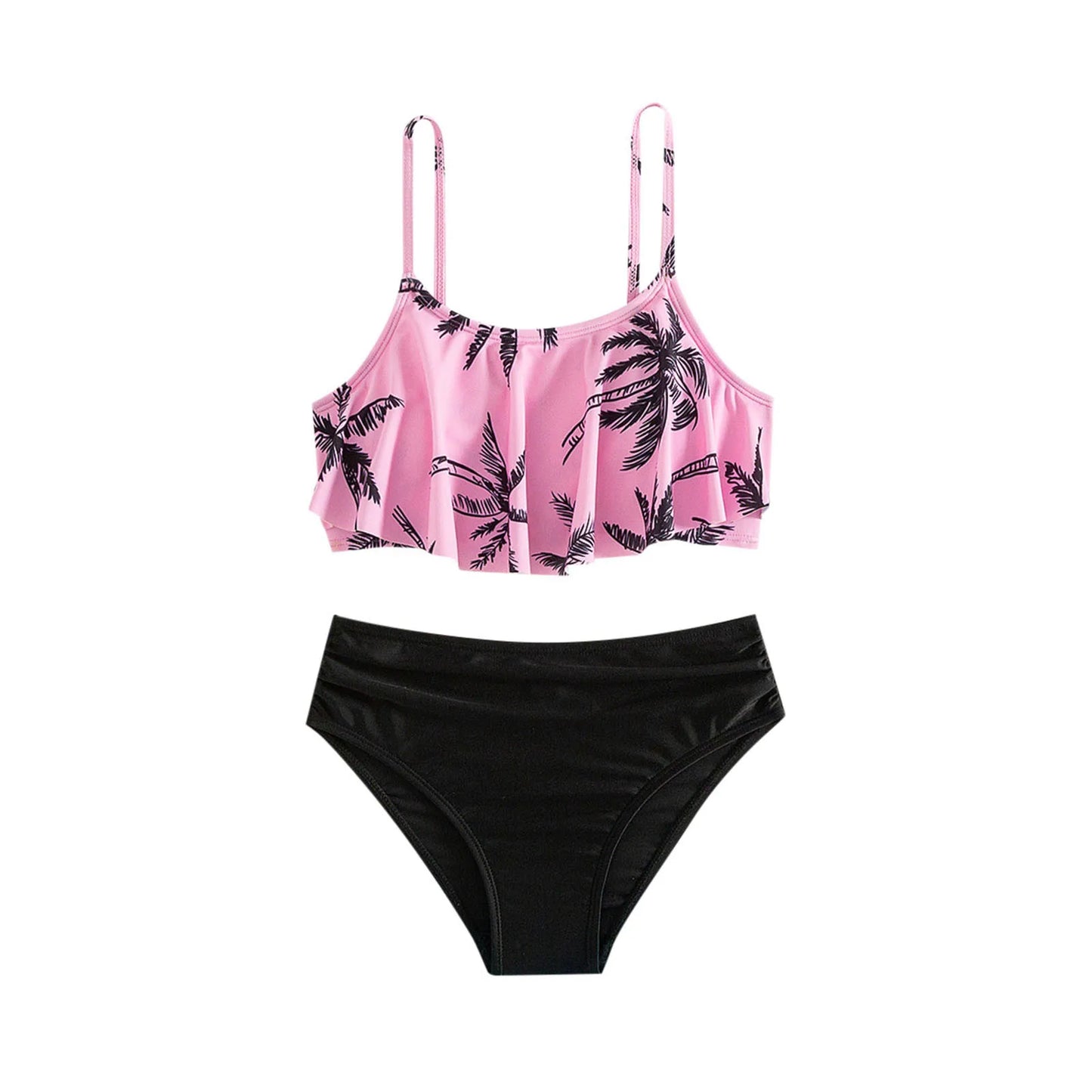Girls Swimwear Large Kids Girl's Coconut Tree Print 2 Piece Swimsuit Swimwear Bathing Suit Cute Bikini Little Girls Swimsuit