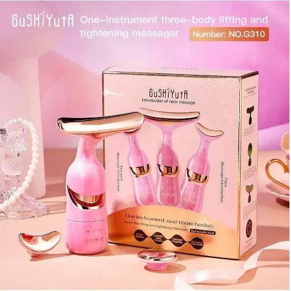 3 in 1 Face Massager Neck Facial Eye Massage Introducer Microcurrent Skin Rejuvenation Anti Aging Beauty Device Wholesale