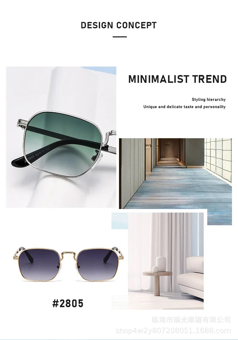 New Square Oval Metal Sunglasses Fashionable Retro Men Sunglasses Women Personalized Uv Resistant Eyeglass Luxury Design Uv400 