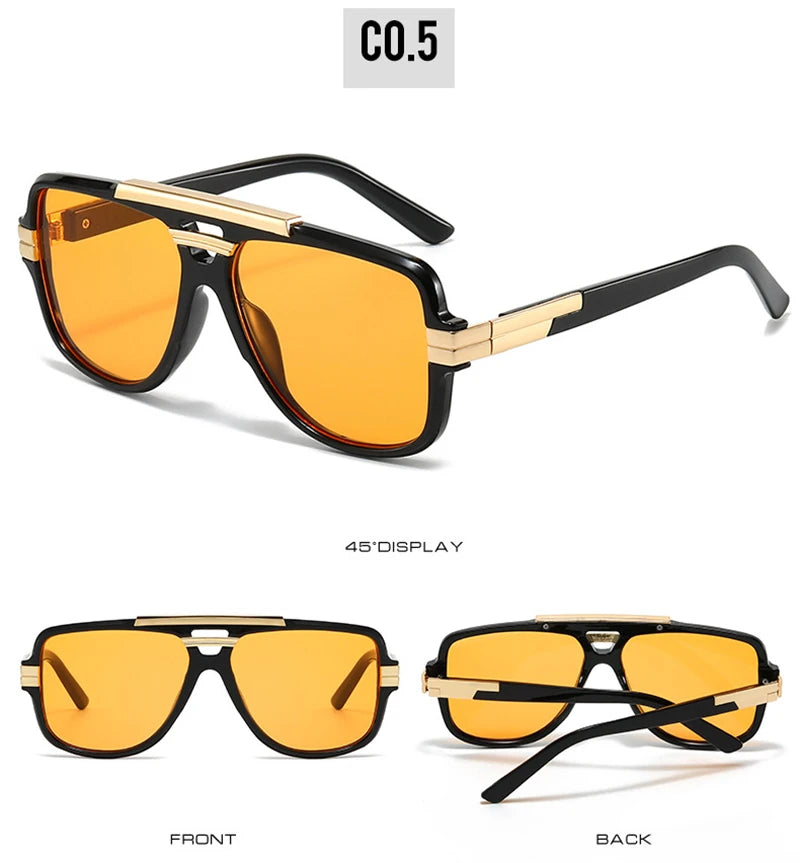 SHAUNA Retro Double Bridges Square Men Sunglasses Fashion Brand Designer Orange Blue Shades UV400 Women Sun Glasses