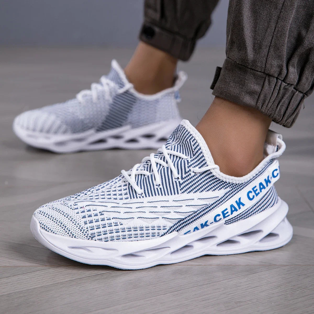 YRZL Sneakers Men Mesh Breathable Running Sport Shoes Man Light Soft Thick Sole Hole Mens Shoes Athletic Sneakers for Men
