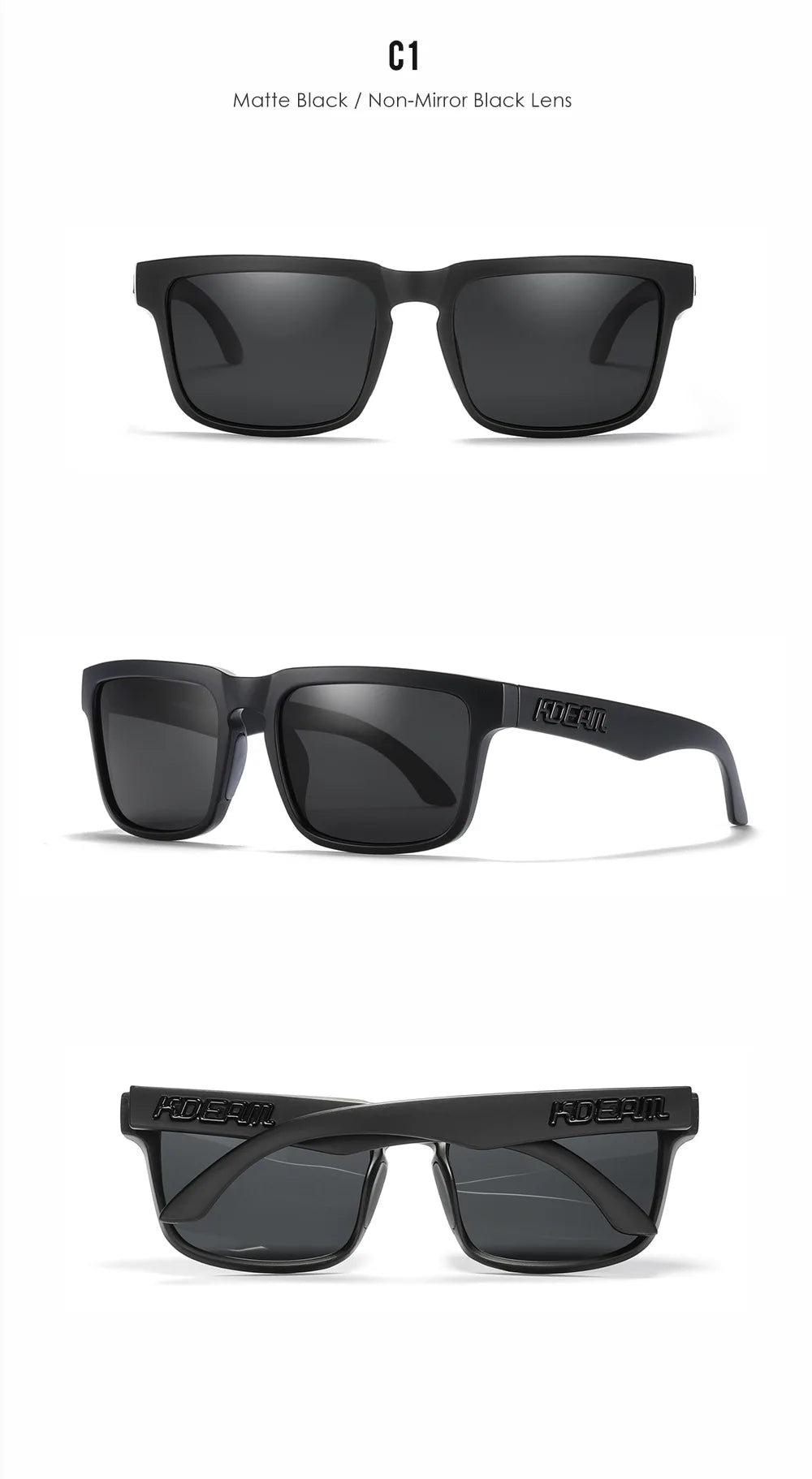 KDEAM Brand Hot Selling Square Polarized Men Sunglasses Brief And Fashion Design Leisure Women Shades Fishing Driving Glasses