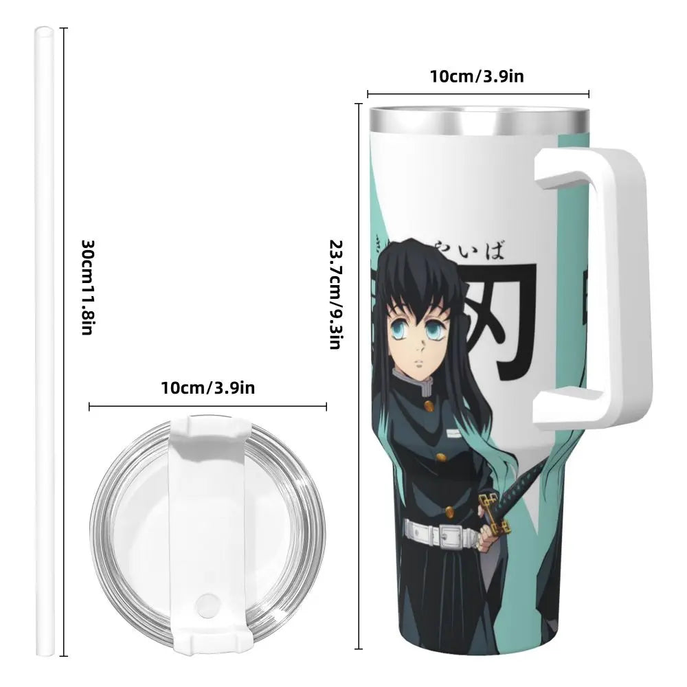 Demon Slayer 40 oz Tumbler with Handle and Straw Lid Stainless Steel Insulated Tumblers Travel