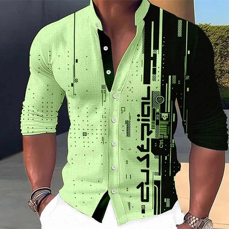 Men's shirt tie shirt 3D printing pattern clothing daily shopping fashion leisure designer stands up to large size 6xl