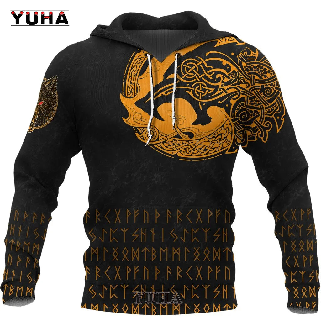 Men's Sweatshirts 3D Print Vikings Classic Wolf Men's Hoodies Jacket Spring Autumn Fashion Pullovers Hip Hop Punk Oversized Clo