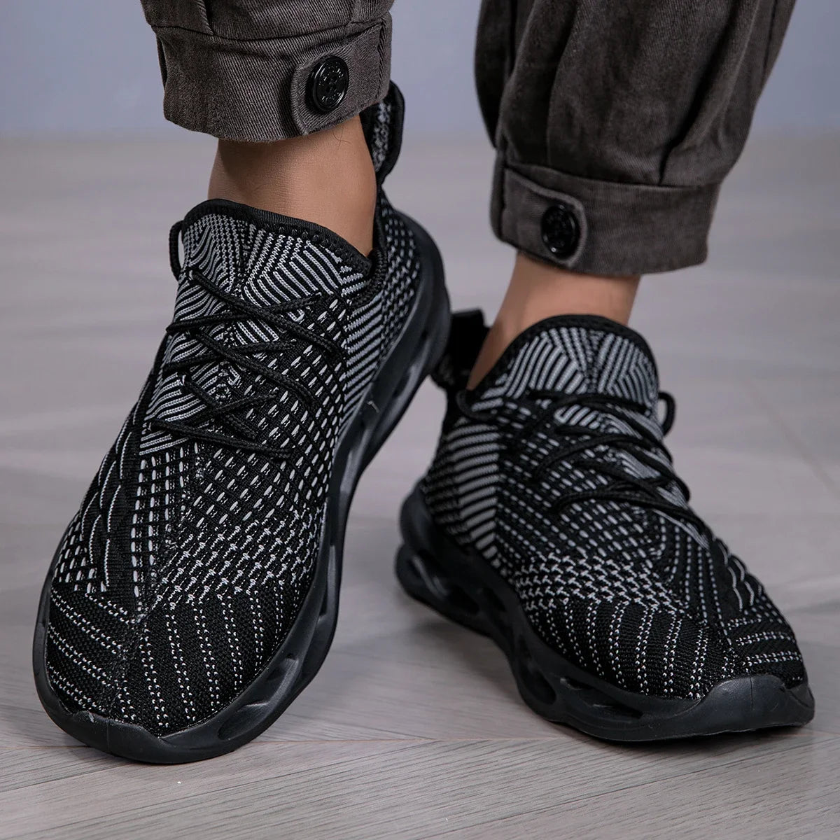 YRZL Sneakers Men Mesh Breathable Running Sport Shoes Man Light Soft Thick Sole Hole Mens Shoes Athletic Sneakers for Men