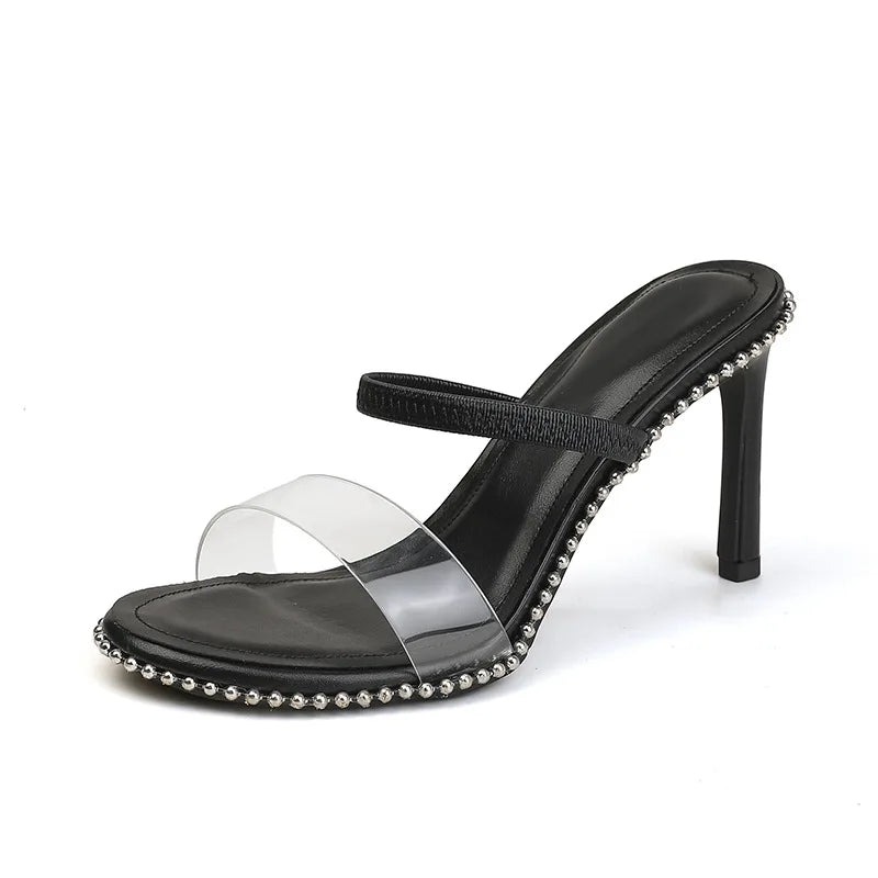 Female Sandal Black Shoes for Women High Heels All-Match Girls Sexy Beige High-heeled Comfort Fashion Low Real Back Strap Pumps