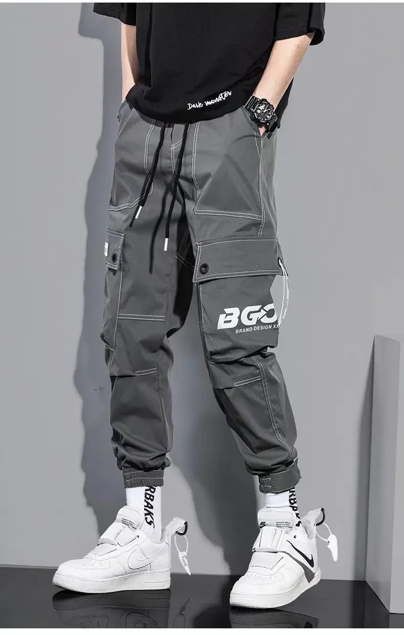 Spring Summer Korean Style Trendy Casual Men's Pants Loose Fit Work Trousers Versatile Pocket Long Leg Pants
