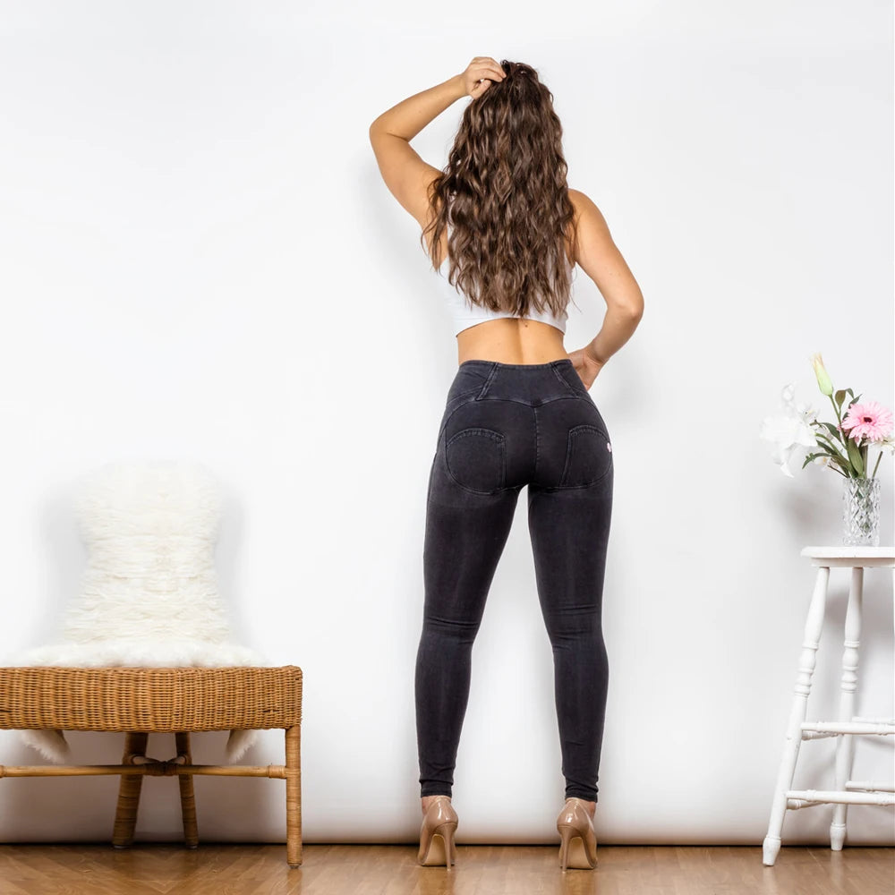 Shascullfites Melody High Waisted Skinny Jeans For Women Black Denim Jean Elastic Waist Bum Lift Jeggings