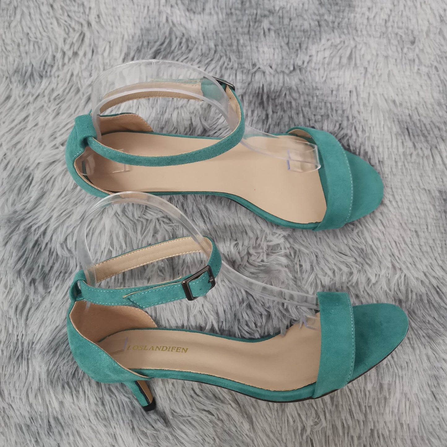 LOSLANDIFEN Summer Low Heels Ankle Strap Sandal Open Toes Sexy High Wedding Party Shoes Plus Size Women Sandals 105-2VE