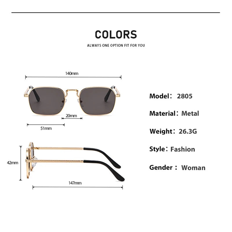 New Square Oval Metal Sunglasses Fashionable Retro Men Sunglasses Women Personalized Uv Resistant Eyeglass Luxury Design Uv400 