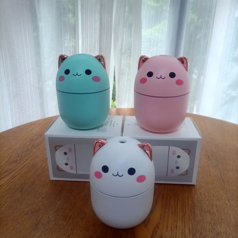 Hot Sale 250ml Cute Cat Air Humidifier Diffuser USB Mist Maker Mini Humidificador with Night Light