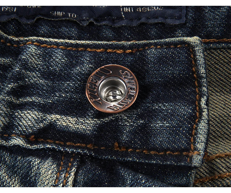 Newly Vintage Fashion Men Jeans Retro Washed Elastic Slim Fit Ripped Jeans Men Italian Style Designer Casual Denim Pants Hombre