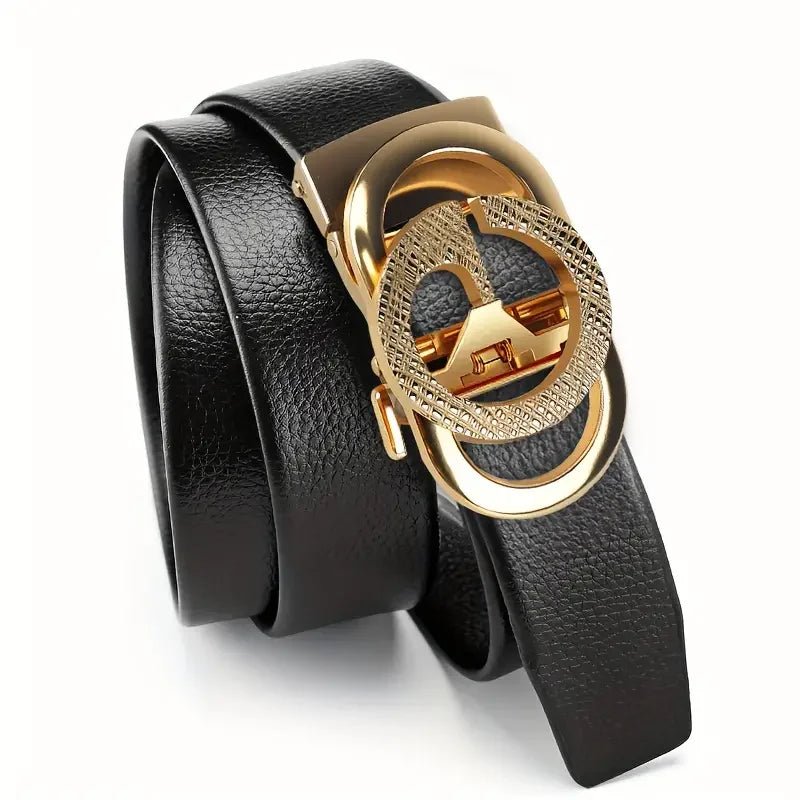 Fashion Business Men'S Belt Genuine Luxury Brand Metal Buckle Belt High-Quality PU Leather Soft Belt With Cargo Pants Jeans