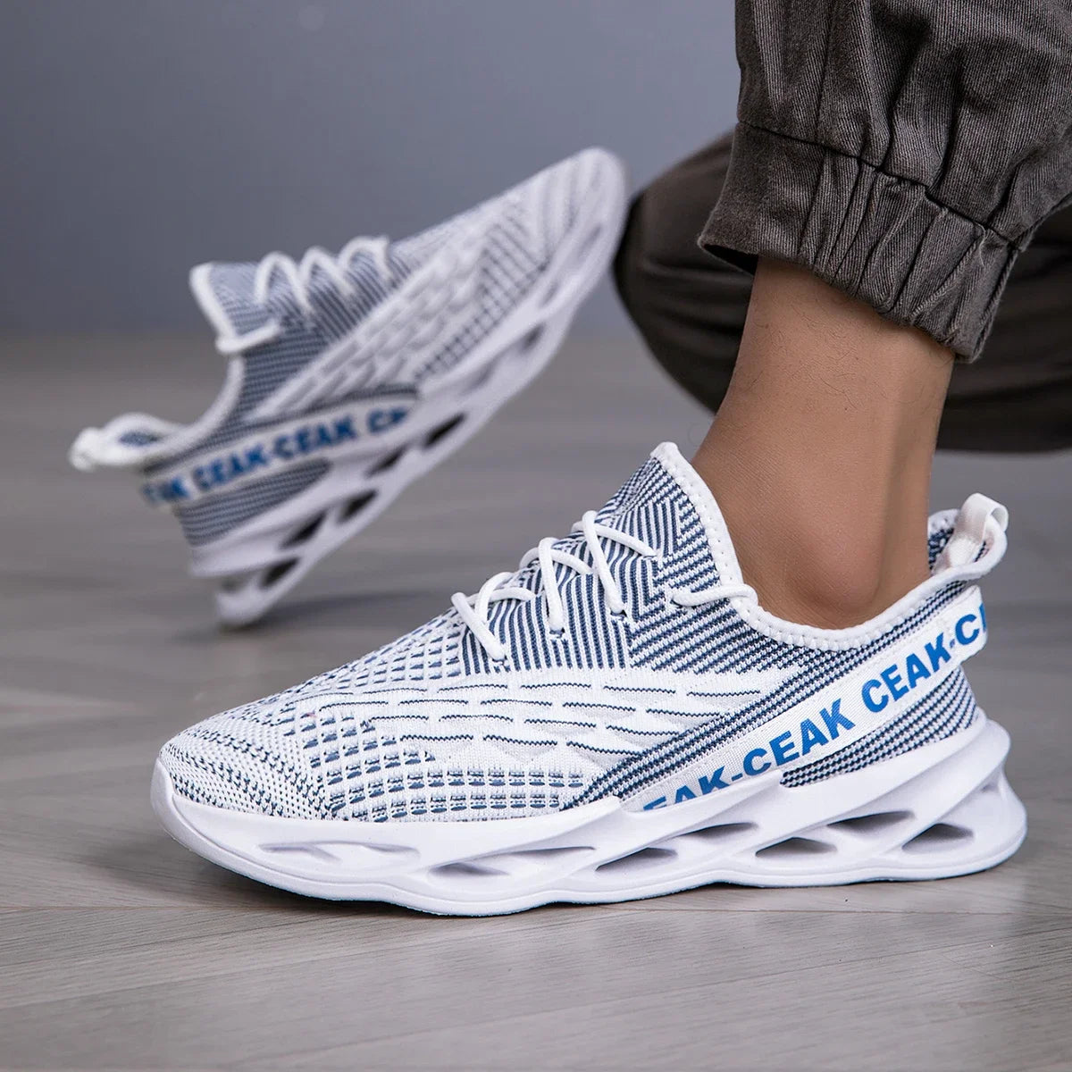 YRZL Sneakers Men Mesh Breathable Running Sport Shoes Man Light Soft Thick Sole Hole Mens Shoes Athletic Sneakers for Men