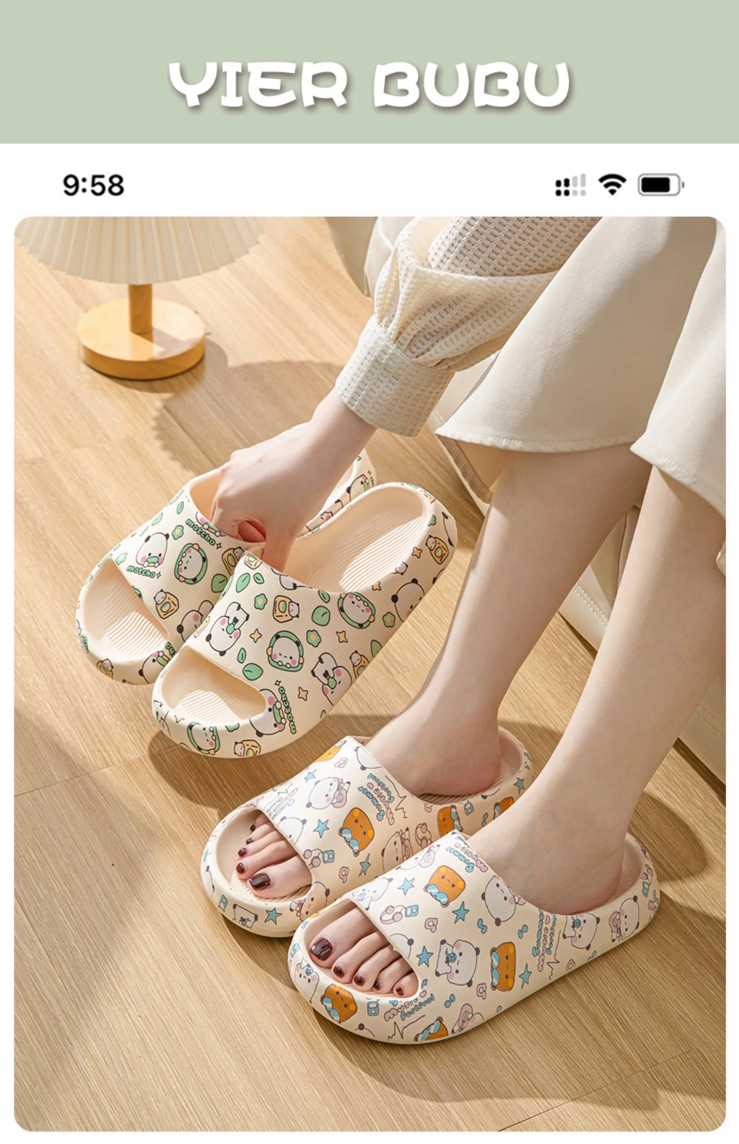 Kawaii Bubu Dudu Bear Slippers Summer Home Bathroom Anti-skid Bottom Outdoor Soft Shoes Cartoon Sandal Girl Gift Anime Figure