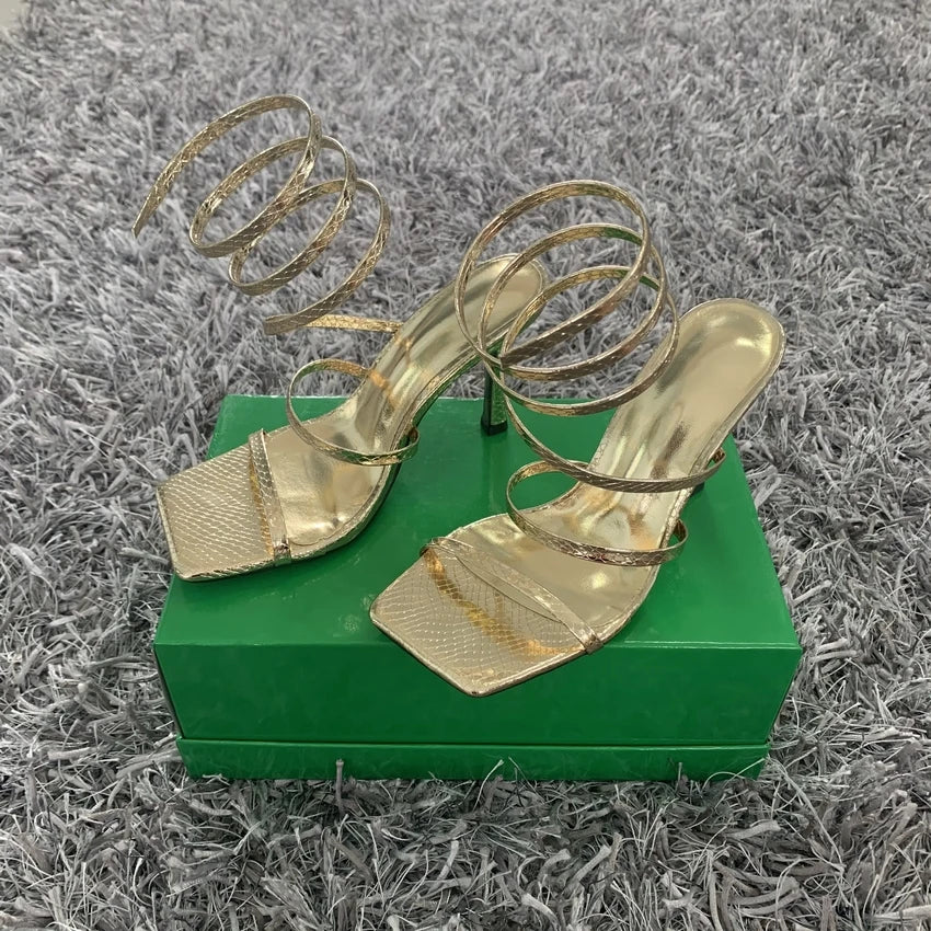 New Fashion Summer Women High Heels Sandals Thin Low Heel Narrow Band Rome Sandal Gladiator Ankle Cross Strap Sandal Shoes Woman