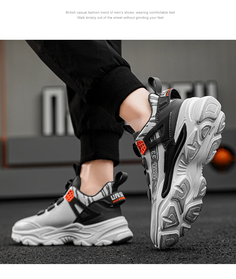 Swivel Buckle Mens Sneakers Spring New Light Adult Sport Shoes Casual Breathable Running Trainers Versatile Daddy Shoes