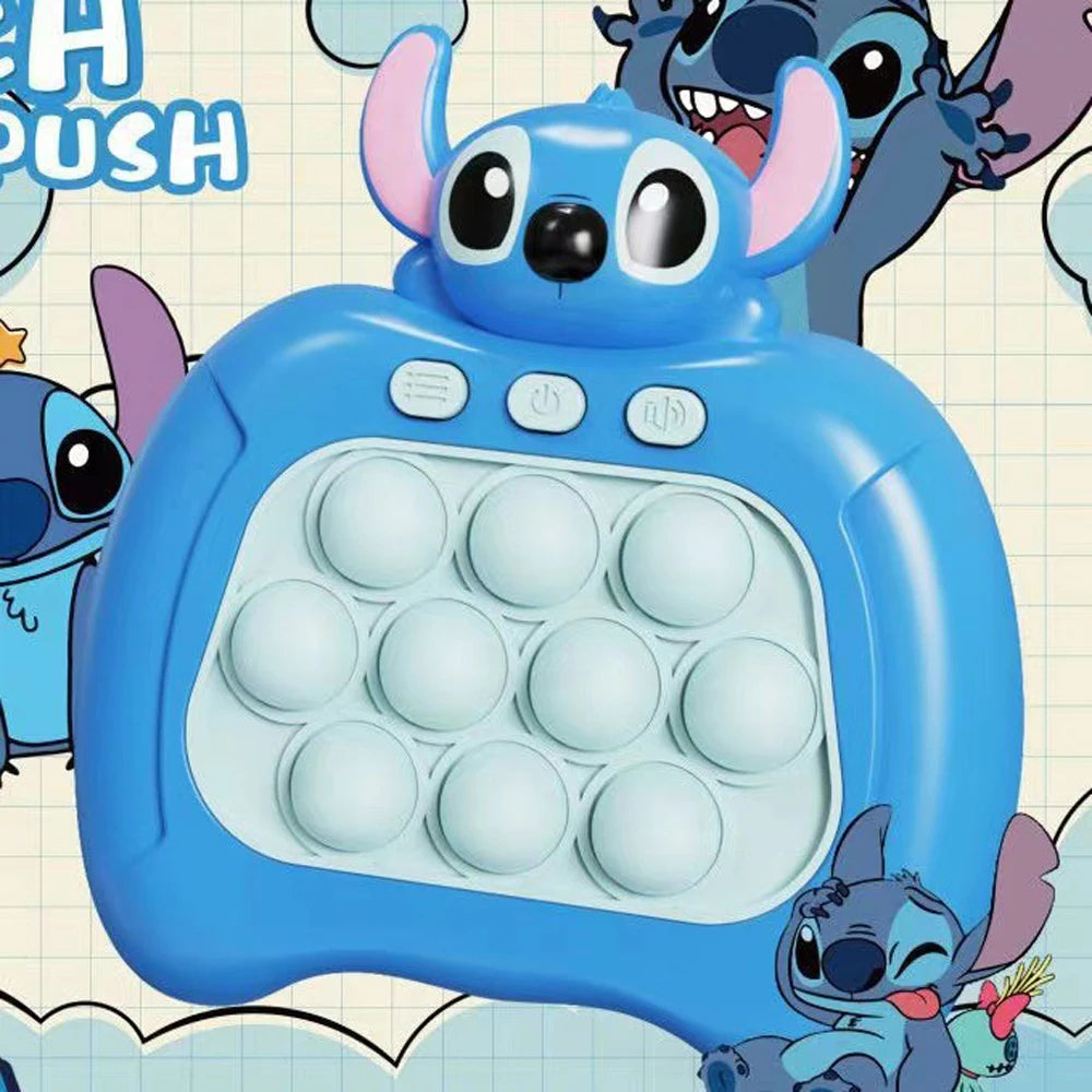 Sanrio Stitch Quick Push Bubbles Game Machine Kids Fun Whac-A-Mole Squeezing Anti Stress Sensory Bubble Fidget Toy Gifts